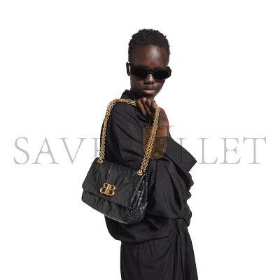 BALENCIAGA WOMEN'S MONACO BAG MINI IN BLACK 7929772AAR81000 (22*14*8cm) BALENCIAGA WOMEN'S MONACO BAG MINI IN BLACK 7929772AAR81000 (22*14*8cm)